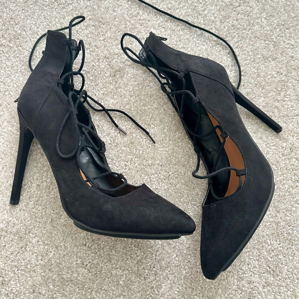 Nasty Gal Black Lace-Up Heels